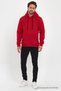 Men's Red Standard Fit Regular Cut Fleece Hooded Kangaroo Pocket Cotton Sweatshirt - 7