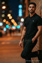 Men's Short Sleeve Black Loose Polo Collar T-Shirt - 3