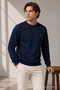 Reglan Casual Winter Navy Blue Men's Sweatshirt - 4