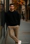 Men's Casual Basic Black Loose Sweater - 7