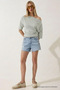 Women's Off-The-Shoulder Short Sleeve Gray Tight T-Shirt