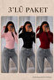 Women's Seasonal Soft 3-Piece High-Neck Blouse
