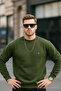 Khaki Color Basic Crew Neck Relaxed Regular Men's Sweatshirt - 3