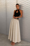 Women's Premium High Waist Elastic Beige Skirt - 2