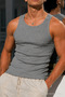 Men's Flexible 3-Piece Gray Ribbed Undershirt - 7