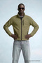 Men's Zippered Stand Collar Loose Khaki Fleece - 4