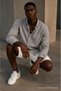 Men's Casual Striped Gray Oversize Linen Shirt - 2