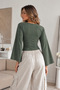 Women's V-Neck Bodycon Khaki Blouse - 3
