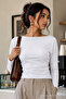 Women's Boat Neck Basic Slim Blouse 3-Piece - 4