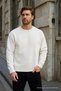 Men's Crew Neck Casual Ecru Sweatshirt - 3