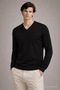 Men's Winter Loose Black V-Neck Knit Sweater - 6
