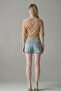 Women's Short Sleeve Cotton Tight-Fitting Beige T-Shirt - 5