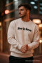 Men's Live İn Love Printed Cream Sweatshirt - 2