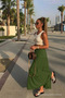 Women's Summer Casual Khaki Long Flared Skirt - 4