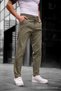 Men's Slim Fit Fabric Trousers Khaki - 8