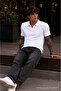 Men's 100% Cotton White Polo Neck T-Shirt - 2