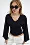 Women's V-Neck Long Sleeve Tight 3-Piece Blouse - 6