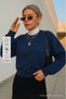 Women's Basic Oversize Winter Navy Sweatshirt