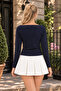 Women's Boat Neck Basic Slim Blouse 3-Piece Set - 5