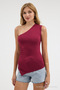Women's Off-Shoulder Burgundy Asymmetrical Blouse - 5