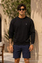 Knitted Long Sleeve Black Men's Sweatshirt - 2