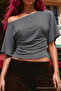 Women's Bodycon Boat Neck Smoked Blouse - 6