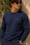 Knitted Long Sleeve Navy Blue Men's Sweatshirt - 6