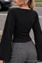 Women's Black V-Neck Beltless Cotton Blouse - 6