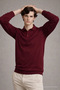 Men's Casual Burgundy Polo Neck Knit Sweater - 2