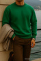 Men's Thick Crew Neck Casual Green Sweater - 7