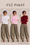 Women's Half-Throat Slim Basic 3-Piece Blouse