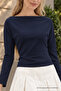 Women's Navy Blue Slim Fit Bateau Neck Blouse - 5