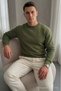 Men's Loose Textured Flare Khaki Sweatshirt - 6