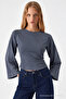 Women's Body-Hugging Knitted Smoked Casual Blouse