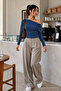 Blue Color Slim Fit Women's Basic Blouse - 4