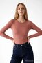 Women's Crew Neck Basic Tight Powder T-Shirt - 3