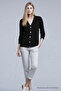 Women's Winter Comfortable V-Neck Black Knit Sweater - 2