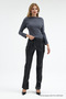Damen-Bluse mit U-Boot-Ausschnitt, Basic, schmal geschnitten, geräuchert - 3