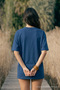 Women's Short Sleeve Crew Neck Blue T-Shirt - 6