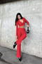 Chain Detailed Long Sleeve Crop,High Waist,Elastic Waist Band Palazzo Pants Suit - 4