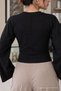 Women's Ankle-Tightened Soft Black Blouse - 6