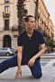 Men's Polo Collar Short Sleeve Summer Navy Blue T-Shirt - 5
