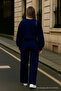 Women's Wide Leg Loose Blue Palazzo Pants - 5