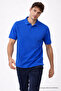Men's Casual Loose Turquoise Polo Neck T-Shirt - 4