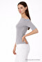 Women's Off-Shoulder Short Sleeve Gray Slim Blouse - 4