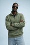 Men's Winter Knitted Collar Green Sweatshirt - 2