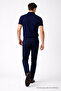 Men's Casual Loose Navy Blue Polo Neck T-Shirt - 6