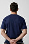 Men's Crew Neck Navy Blue Oversized T-Shirt - 6