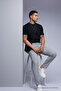 Men's High Waist Straight Leg Gray Trousers - 6