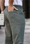 White Color Men's Summer Linen Blend Relaxed Trousers - White - 5